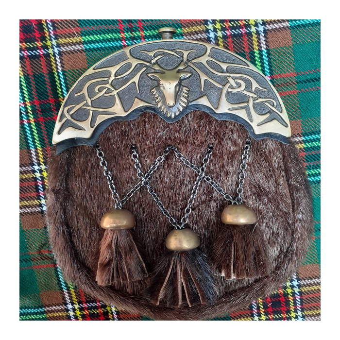 3 Tassels Studded Celtic Scottish Dress Sporran 