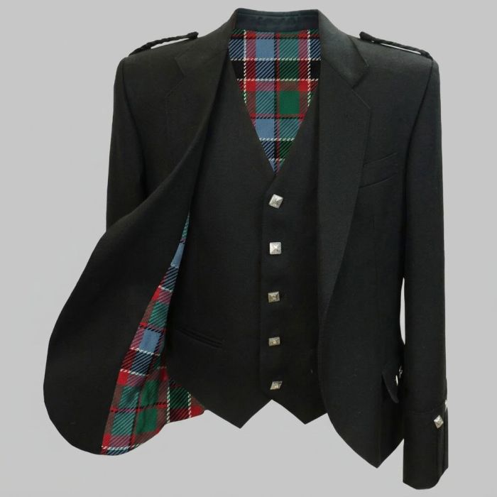 Argyll Kilt Jacket and Vest Lined with Soutar Tartan