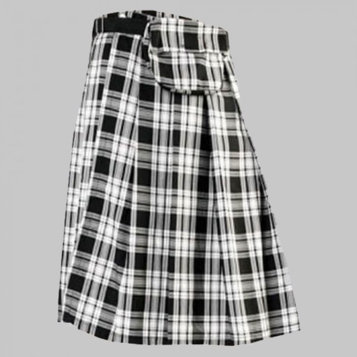 Black Pistol Kilt - Short Kilt Tartan Black-White