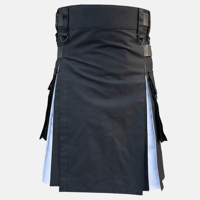 Black & White Simple 2 Side Pocket Utility Kilt