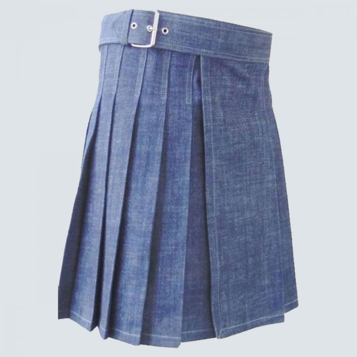Blue Denim Kilt For Men