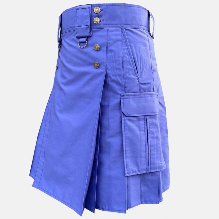 Slash Pocket Blue Utility Kilt