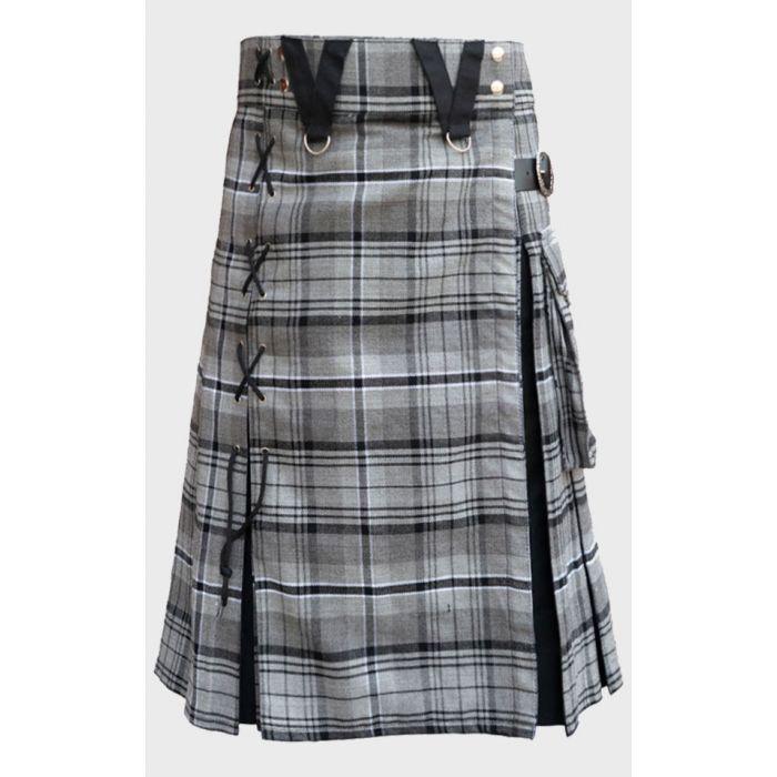 Box Pleated Grey Hamilton Modern Kilt