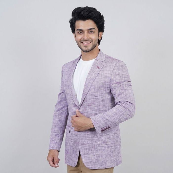 Classic Chocolate Brown Linen Blend Textured Blazer