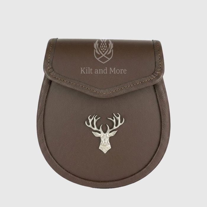 Classic Leather Daywear Sporran with Silver Stag Badge