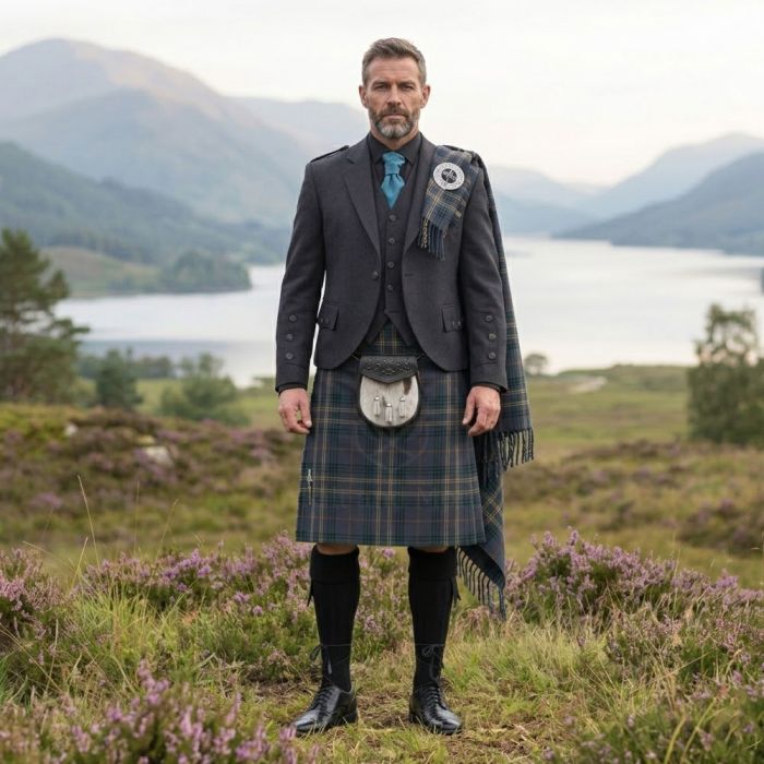 County Fermanagh Irish Tartan Kilt Outfit with Fly Plaid