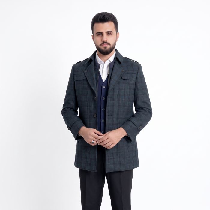 Dark Blue Broad Check Double - Tweed Jacket