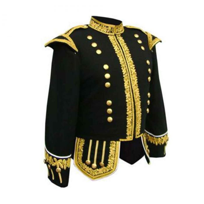Hand Embroidered Piper or Drummer Doublet Gold Bullion

