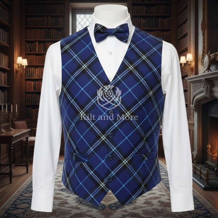 Grampian Modern Tartan Vest With Bow Tie