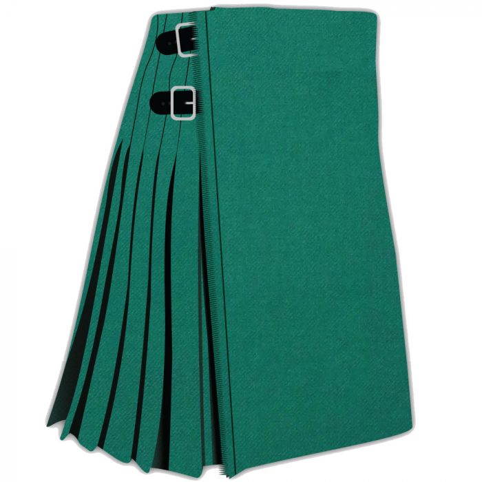 Green Ancient Plain Coloured Tartan Kilt