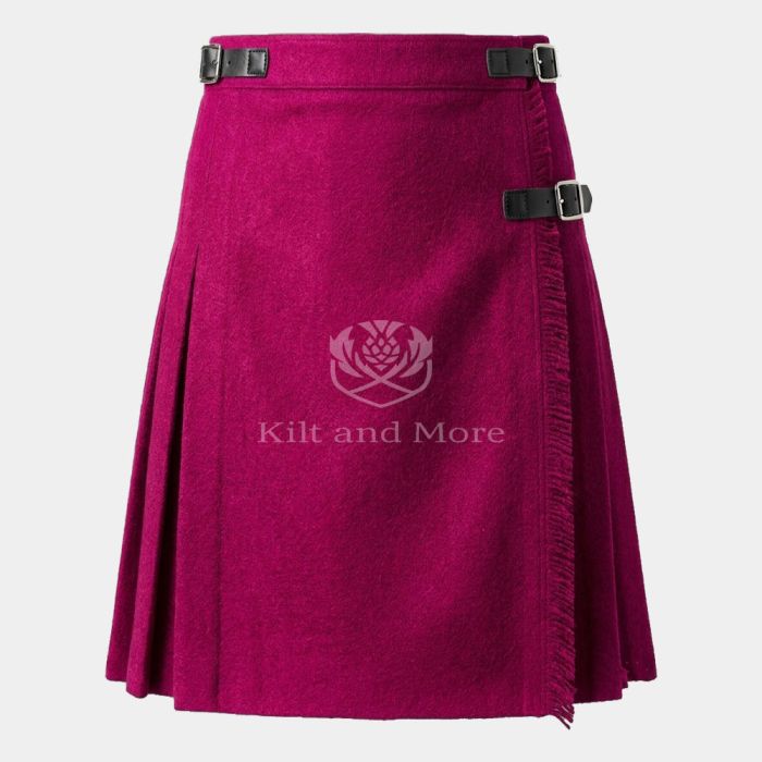 Hot Pink Wool Kilt For Women