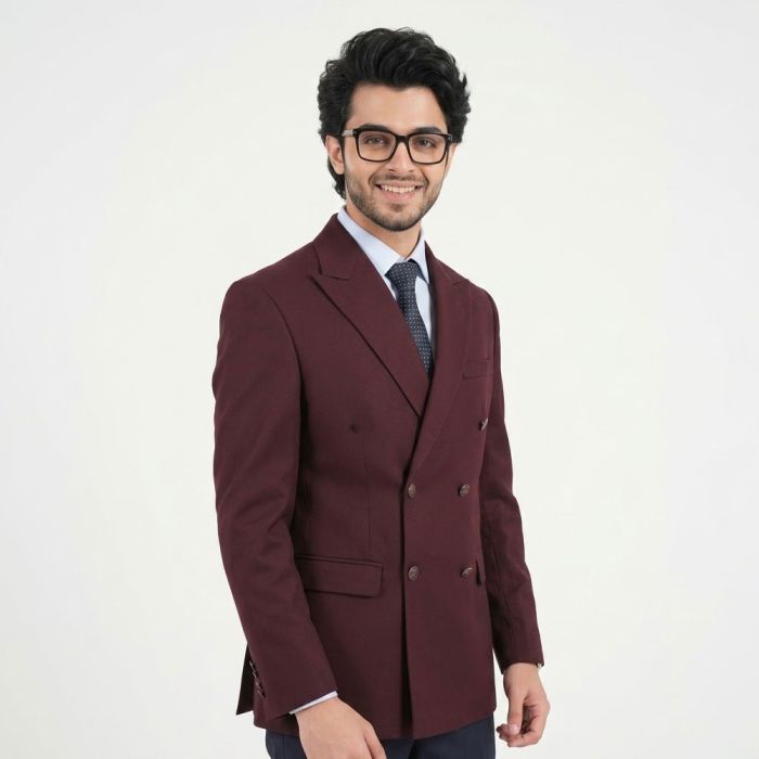 Maroon Superior Serge Tailored Formal Classic Jacket