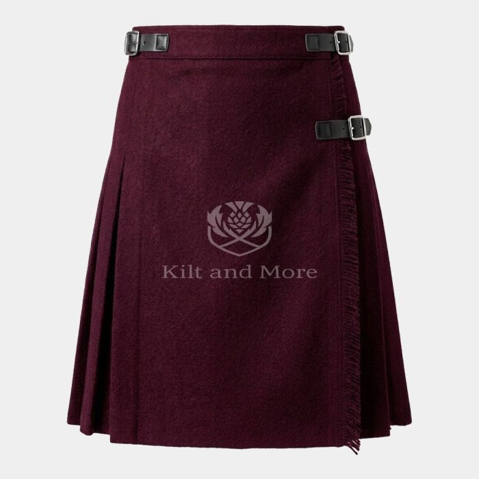 Marron Wool For Women Kilt