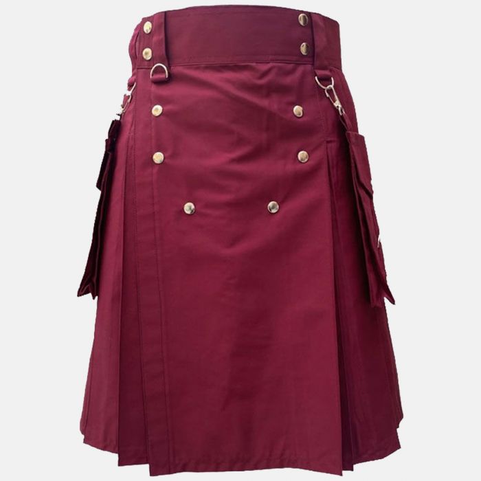 Modern Burgundy Color Utility Kilt