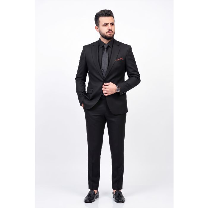 Premium Black Plain 2 Piece Suit For Men