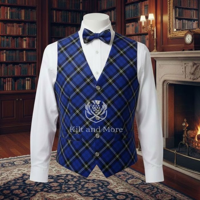Ramsay Blue  Modern vest With Bow Tie