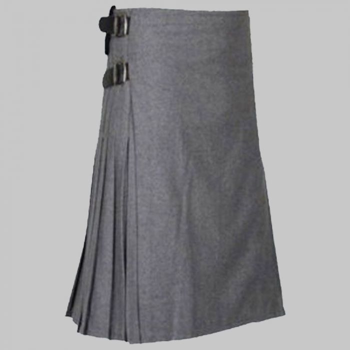 Solid Grey Tartan Kilt for men