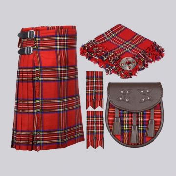 8 Yard Traditional Royal Stewart Tartan Kilt with Accessories - Kilt Package
