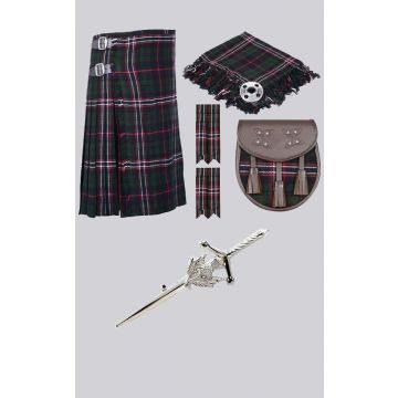 8 Yard Traditional Scottish National Tartan Kilt with Accessories - Kilt Package