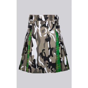 Arban Camo Irish Tartan Scottish Utility Cargo Hybrid Kilt
