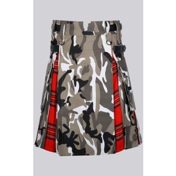 Arban Camo Royal Stewart Tartan Scottish Utility Cargo Hybrid Kilt