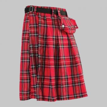 Black Pistol Kilt - Short Kilt Tartan Red