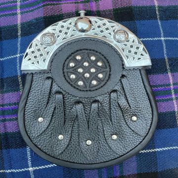 Black Leather Silver Cantle Sporran