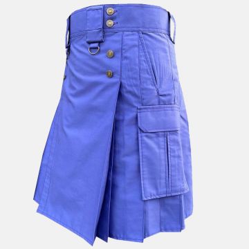 Slash Pocket Blue Utility Kilt