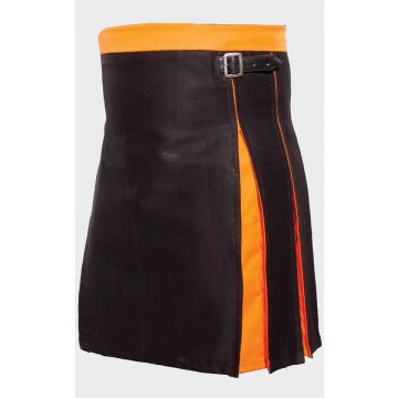Box Pleated Modern Black And Orange Two Kilt