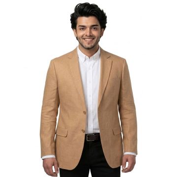 Premium Brown Poly Linen Classic Blazer – Men's Tailored Formal & Casual Suit Jacket