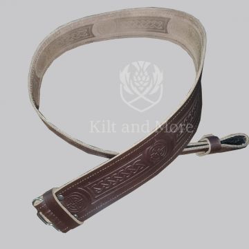 Celtic Embossed Brown Leather Belt