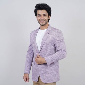 Chocolate Brown Textured Poly Linen Classic Blazer