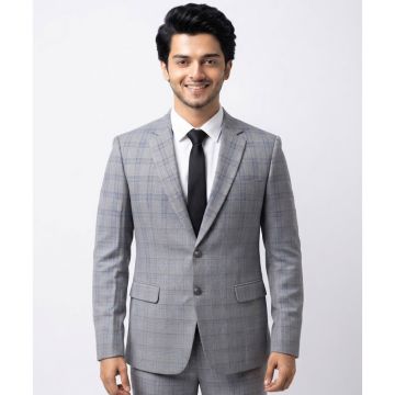 Elegant Grey Check Pattern Classic Blazer