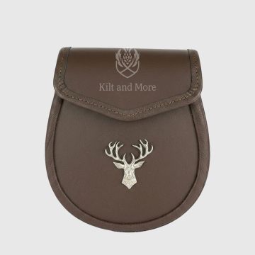 Classic Leather Daywear Sporran with Silver Stag Badge