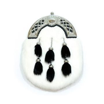 White Rabbit Scottish Highland Kilt Dress Sporran with Celtic Cantle 