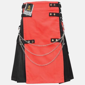 Fashion Black-Red Wedding Utility Kilt