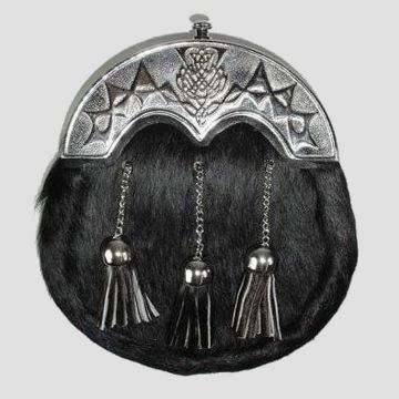 Full Dress Modren  Thistle Black Calfskin Sporran