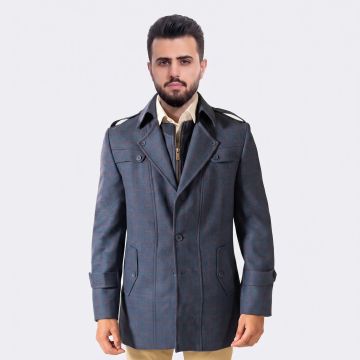 Premium Royal/navy blue windowpane check in worsted wool Jacket