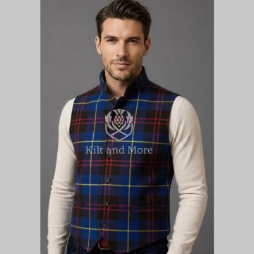 Gordon Blue Tartan Vest