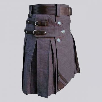 Heavy Duty Denim and Leather Kilt