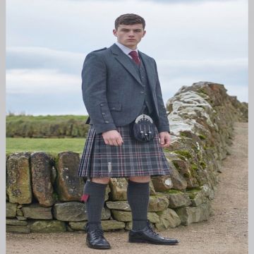  Hebridean Heather Tartan Charcoal Grey  Kilt  Outfit