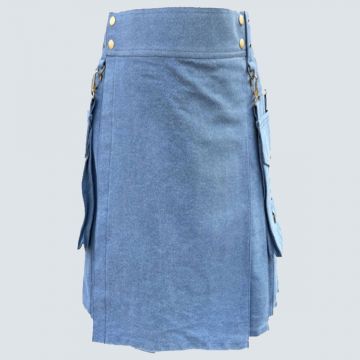 Indigo Denim Kilt For Men