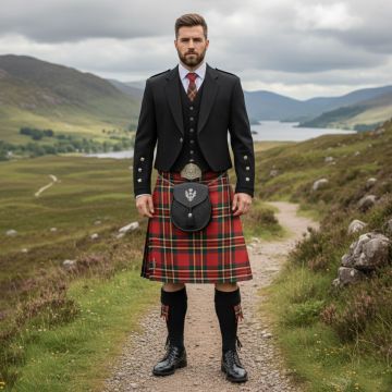 5 Button Prince Charlie Jacket Tartan Kilt Outfit