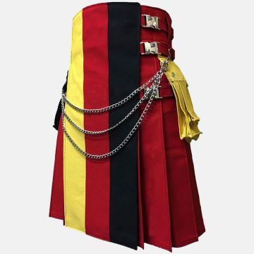 Kilt Red Canvas Utility Hiker Kilt with German Flag 