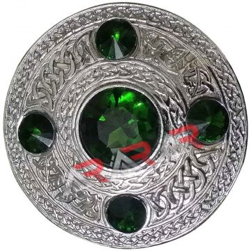 Irish Brooch for fly Plaid with 5 green stones.