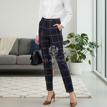 Ladies Wide Leg  Sligo Tartan Trousers