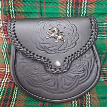 Lion Rampant Black Leather Sporran