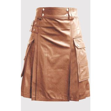 Luxurious Brown Leather Kilt