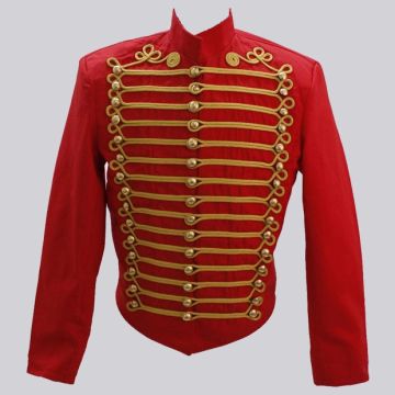 Mans fashion jacket,Red Military Jacket with Gold Braided jacket (2)
