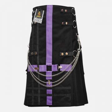 Men Fashion Black Wedding Utility Kilt